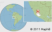 Savanna Style Location Map of Huamanga, highlighted parent region
