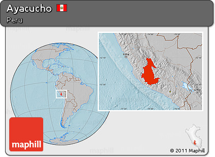 Gray Location Map of Ayacucho, hill shading