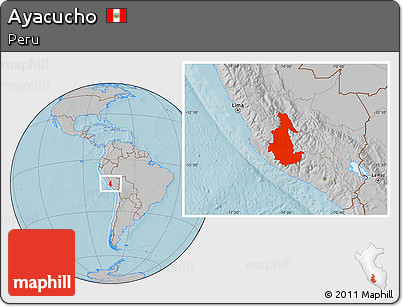 Gray Location Map of Ayacucho, hill shading