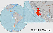 Gray Location Map of Ayacucho, hill shading