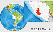 Physical Location Map of Ayacucho, highlighted country