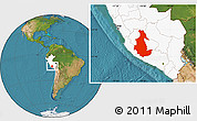 Satellite Location Map of Ayacucho, highlighted country