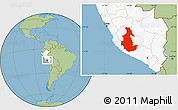 Savanna Style Location Map of Ayacucho, highlighted country