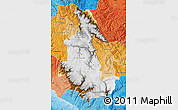 Physical Map of Ayacucho, political shades outside