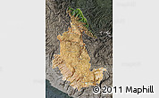 Satellite Map of Ayacucho, darken, semi-desaturated