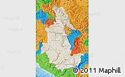 Shaded Relief Map of Ayacucho, political outside