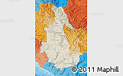 Shaded Relief Map of Ayacucho, political shades outside