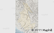 Shaded Relief Map of Ayacucho, semi-desaturated