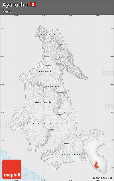Silver Style Map of Ayacucho, single color outside