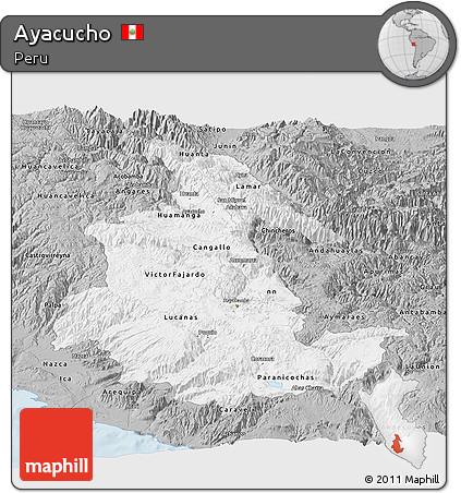 Gray Panoramic Map of Ayacucho