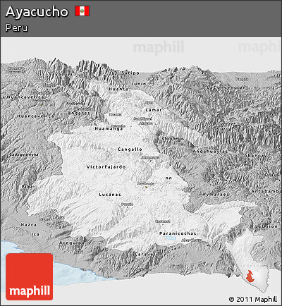 Gray Panoramic Map of Ayacucho