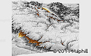 Physical Panoramic Map of Ayacucho, desaturated