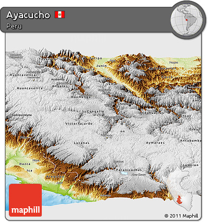 Physical Panoramic Map of Ayacucho