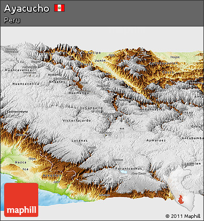 Physical Panoramic Map of Ayacucho