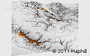 Physical Panoramic Map of Ayacucho, lighten, desaturated