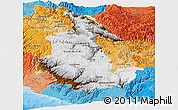 Physical Panoramic Map of Ayacucho, political shades outside