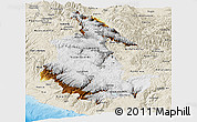 Physical Panoramic Map of Ayacucho, shaded relief outside