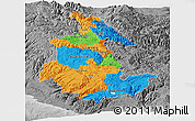 Political Panoramic Map of Ayacucho, desaturated