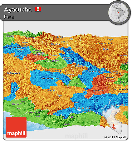 Political Panoramic Map of Ayacucho