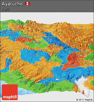 Political Panoramic Map of Ayacucho