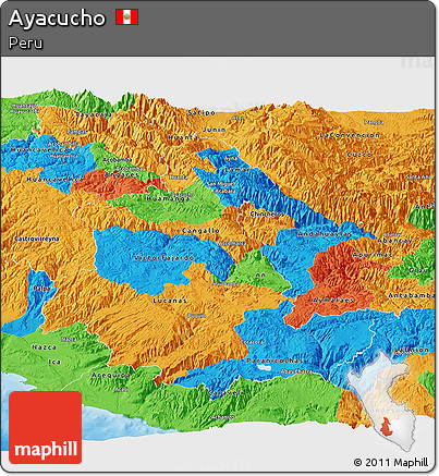 Political Panoramic Map of Ayacucho