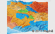 Political Panoramic Map of Ayacucho, political shades outside