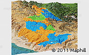Political Panoramic Map of Ayacucho, satellite outside