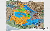 Political Panoramic Map of Ayacucho, semi-desaturated