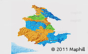 Political Panoramic Map of Ayacucho, single color outside