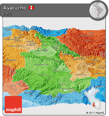 Political Shades Panoramic Map of Ayacucho