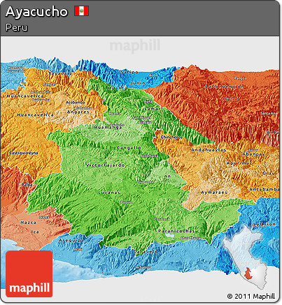 Political Shades Panoramic Map of Ayacucho