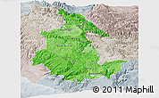 Political Shades Panoramic Map of Ayacucho, lighten, semi-desaturated