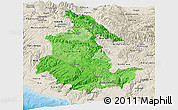 Political Shades Panoramic Map of Ayacucho, shaded relief outside