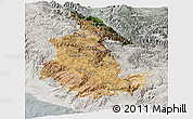 Satellite Panoramic Map of Ayacucho, lighten, semi-desaturated