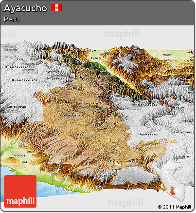 Satellite Panoramic Map of Ayacucho, physical outside