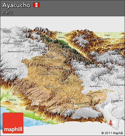 Satellite Panoramic Map of Ayacucho, physical outside