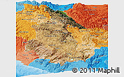 Satellite Panoramic Map of Ayacucho, political shades outside