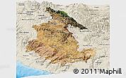 Satellite Panoramic Map of Ayacucho, shaded relief outside