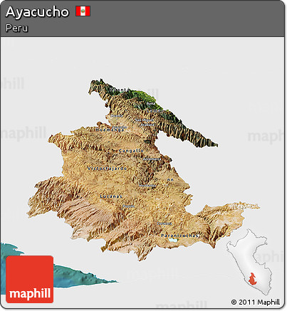 Satellite Panoramic Map of Ayacucho, single color outside