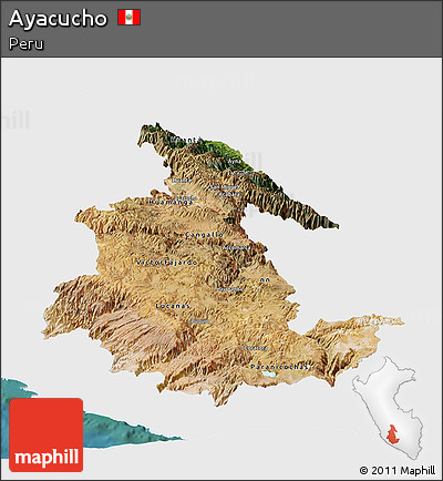 Satellite Panoramic Map of Ayacucho, single color outside