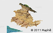 Satellite Panoramic Map of Ayacucho, single color outside