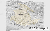 Shaded Relief Panoramic Map of Ayacucho, desaturated