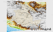 Shaded Relief Panoramic Map of Ayacucho, physical outside