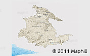 Shaded Relief Panoramic Map of Ayacucho, single color outside