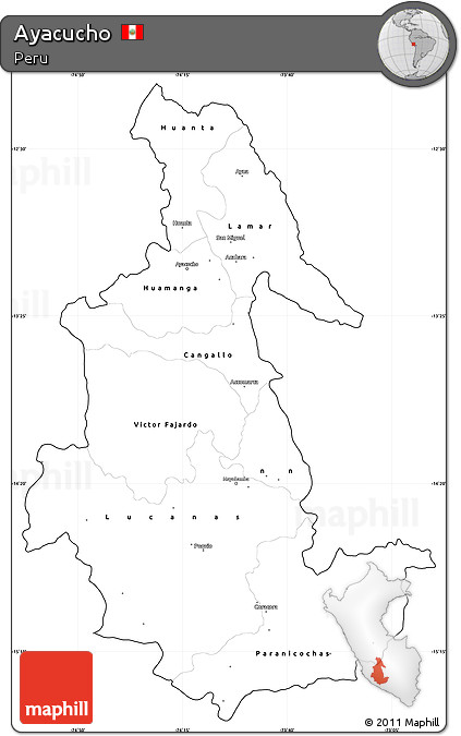 Blank Simple Map of Ayacucho, cropped outside