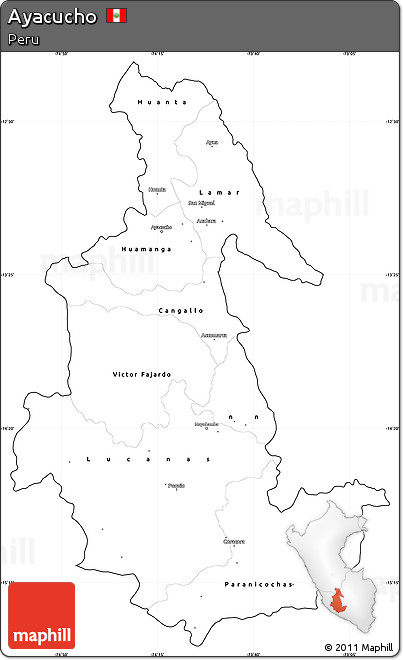 Blank Simple Map of Ayacucho, cropped outside