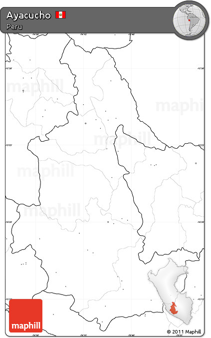 Blank Simple Map of Ayacucho, no labels