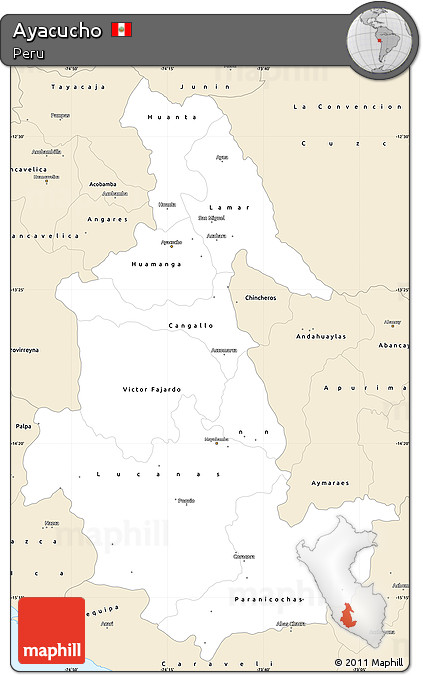 Classic Style Simple Map of Ayacucho