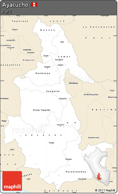 Classic Style Simple Map of Ayacucho