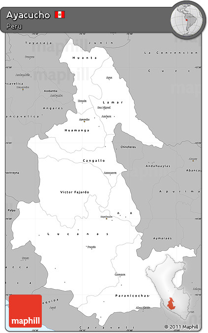 Gray Simple Map of Ayacucho